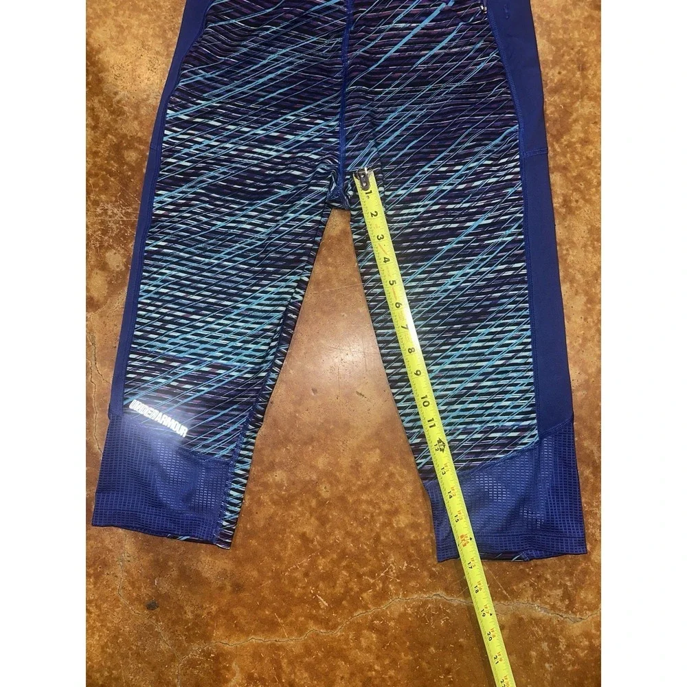 Under Armour Crop Yoga Pants Leggings Blue Geometric Athletic Size Large - Picture 7 of 8